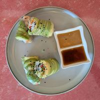 Avocado summer rolls with peanut sauce at Loving Vegan  in Hafnarfjordur