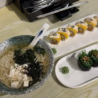 Mango sushi, wakame gunkan and miso ramen  at SUPE Vegan - George Town in Penang
