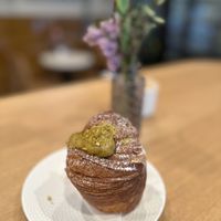 Pistachio cruffin  at Elias Coffee Shop in Prague