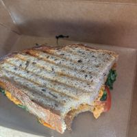 Tempeh Miso sandwich - super tasty!  at Elias Coffee Shop in Prague