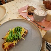 Sandwich with Portobello mushrooms, brokkolie and vegan cheese at Elias Coffee Shop in Prague