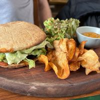Vegan black-bean burger    at Greenr in Panaji