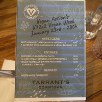 Vegan week menu   at Tarrant's Cafe in Richmond