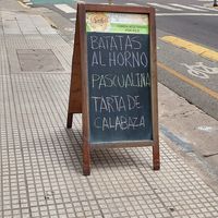 Sidewalk sign at Sabó  in Buenos Aires