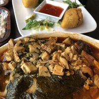 Filled zucchini with tofu and kibbe vega  at Zaffraan in Amsterdam