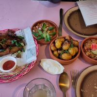 Left to right: Suya Shrooms - Domodah - Batata Hara - Jollof Rice at Fankaasoo  in Groningen