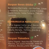 Carta burguers at Jonatsfood in Ourense