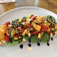 Grilled vegetables and hummus on sourdough breadd  at Café 22 in Mallorca