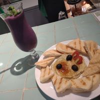 Jalapeno hummus. Very good. Not spicy. Awesome  Blueberry nights smoothie 😋🥤 at The Good Food Co. in Phnom Penh