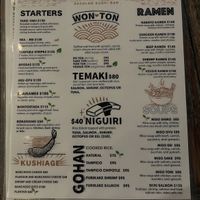 menu with vegan options labelled   at Sensei Sushi Bacalar in Bacalar