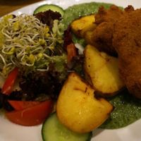Green Frankfurt Sauce w/Soy Schnitzels at Chimichurri in Frankfurt