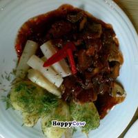 Stewed seitan with white asparegus at Chimichurri in Frankfurt