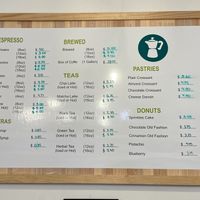 Menu at Olor Coffee in Chicago