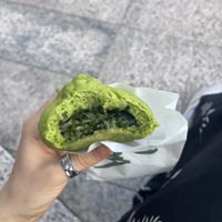 Absolute favorite green bun with tofu and greens filling (¥5.5)  at Songyuelou in Shanghai