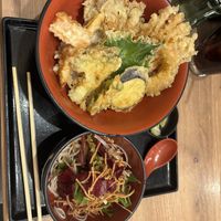 Tempura veggie rice with soba   at Kyoto Soba-Morihei in Kyoto