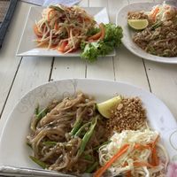 Vegetarian / no egg pad Thai and a papaya salad (specify no fish sauce/ shrimp paste)  at Baitong Thai Food Restaurant - ร้านใบตอง in Sukhothai