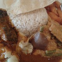 Nasi lemak (brown rice had no flavour; curry was sweet & not spicy) at Quay Cafe in Penang