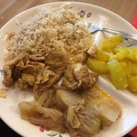Winter melon with turmeric, boiled cabbage, tofu with tamarind, and brown rice. at Quay Cafe in Penang