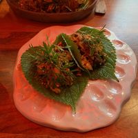 Korean leaf wraps   at Los Loosers in Mexico City