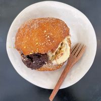 Dessert: Berlinesa filled with ice cream at Los Loosers in Mexico City