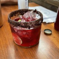 Bottled hibiscus mezcal cocktail   at Los Loosers in Mexico City