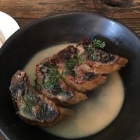 Gyosa with cream sauce  at Los Loosers in Mexico City