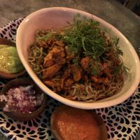 Spicy noodles and mushrooms at Los Loosers in Mexico City