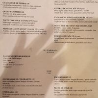 Page 1 of the menu. at Los Loosers in Mexico City