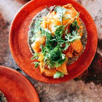 BLUE CORN TACO WITH COCONUT MEAT!! at Los Loosers in Mexico City