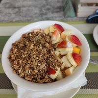 Granola bowl with coconut yoghurt at Pallet Cafe in Diani Beach