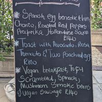 Specials board with vegan breakfast at Just Pure Bistro in Hermanus