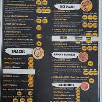 Menu with some vegan options at Ahmed Shawarma and Kebabs in San Jose City