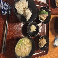 Main - rice with seaweed and sesame, fried tofu, Japanese pickles, pickled radish, miso soup   at Saien - Breakfast by Buddhist Monks in Hakone