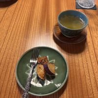 Sweet potato in caramel with green tea   at Saien - Breakfast by Buddhist Monks in Hakone