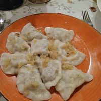 Vegan cabbage and mushroom pierogi at Piwnica pod Kominkiem in Krakow