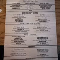 Menu  at Love & Rockets in Liverpool