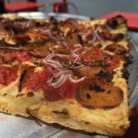 The meat lovers vegan pizza at Prime Pizza - Little Tokyo in Los Angeles