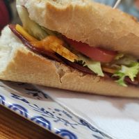 Bocadillo vegetal de chorizo y queso vegano at Sura Cafè & Crêpes in Barcelona