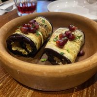 Aubergine walnut rolls  at Aba-Ra! in East London