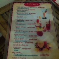Drink menu  at Vi Dieu in Phan Thiet
