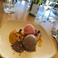 Ice with chocolate crumble and orange sauce  at Yabby Lake Vineyard in Tuerong