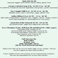 Menu - pg 2 at Breathe Bookstore Cafe in Baltimore