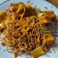 Tofu with curry sauce and noodles / rice at Dragon King in Lisburn