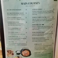 Menu at SEN Legend in East Brisbane