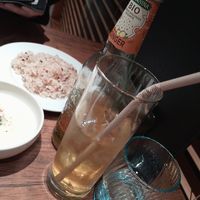 Organic ginger ale with a paper straw at Vegan Eat Tokyo in Tokyo