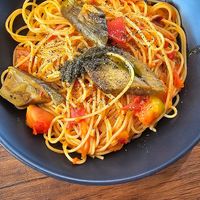 Spaghetti al arabiata at Vegan Eat Tokyo in Tokyo