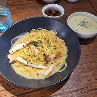 Pasta carbonara at Vegan Eat Tokyo in Tokyo