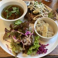 Brown rice plate lunch set  at Alaska Zwei in Tokyo