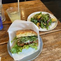 tofu sandwich and salad  at Alaska Zwei in Tokyo