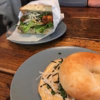 Delicious miso bagel and tofu katsu sandwich at Alaska Zwei in Tokyo